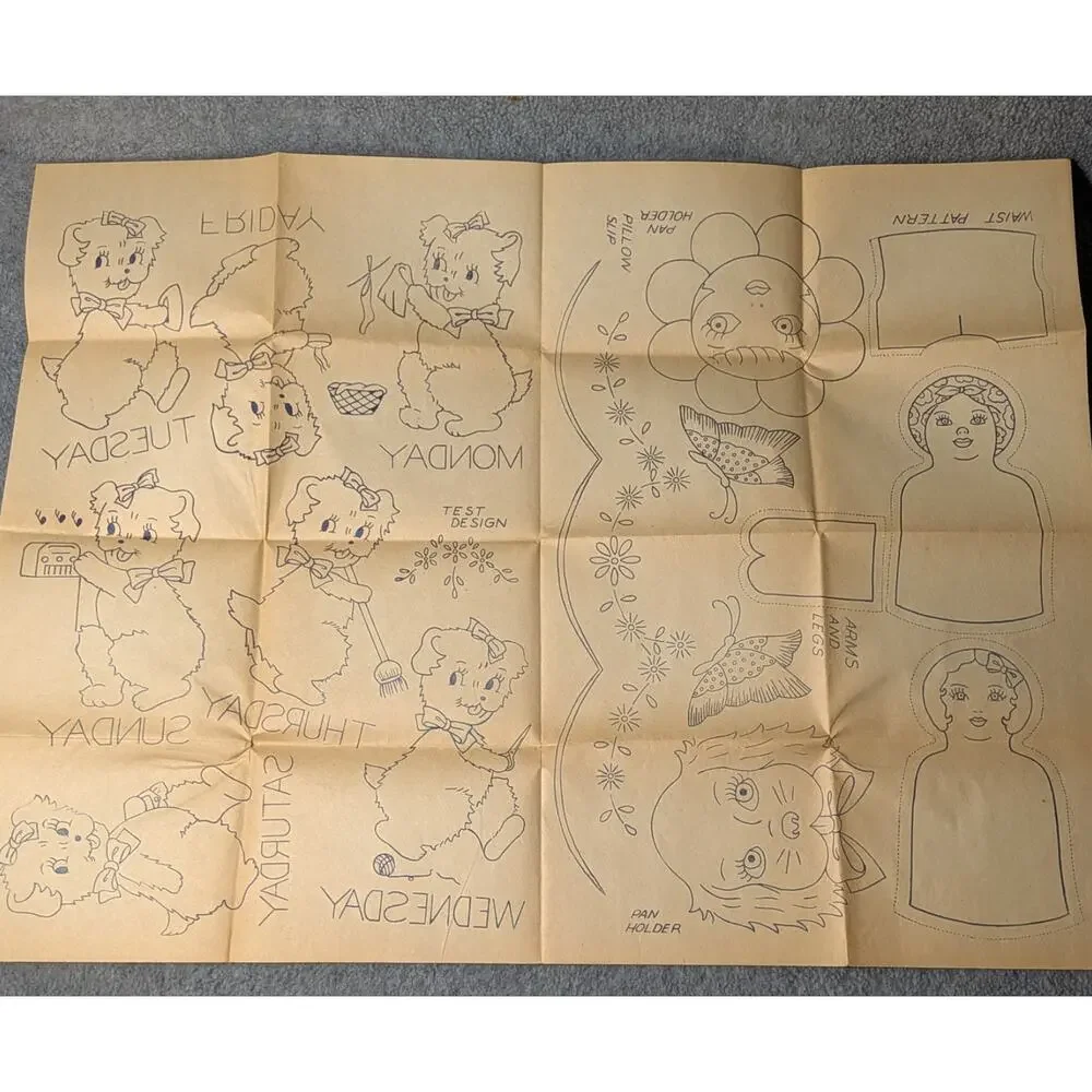 ALICE BROOKS Vintage Embroidery Transfer Patterns 7152 7249 Daily Towel Kitchen